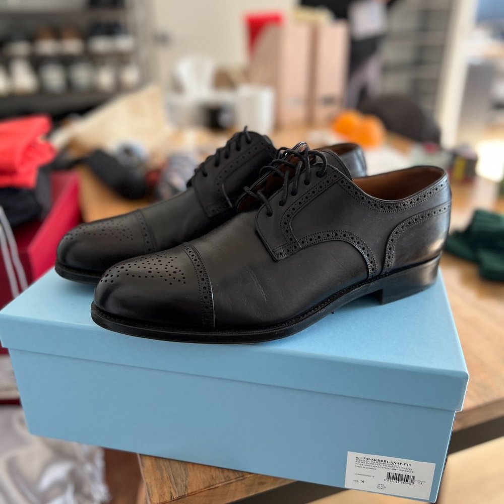 Carmina Calf Rain Captoe Rain Oxford Shoes